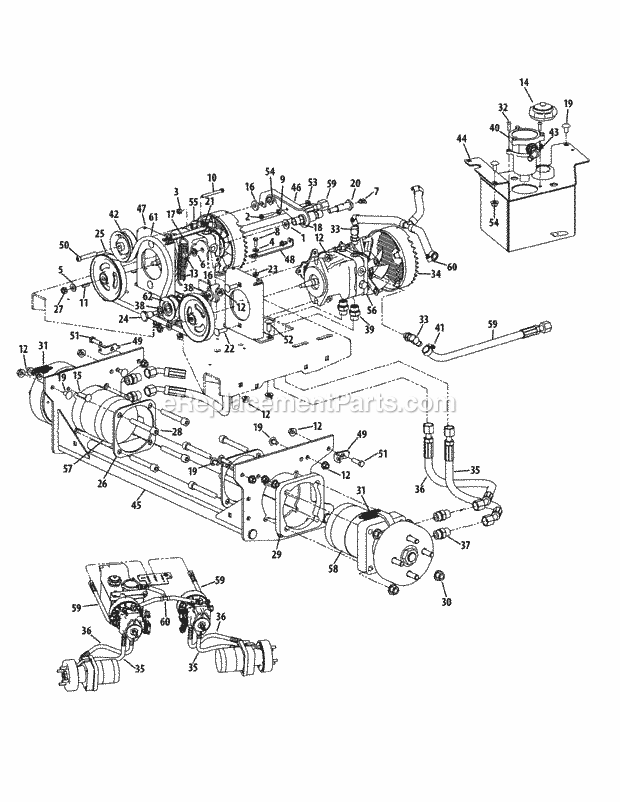 Hydro Hose & Pump Assembly Diagram and Parts List for S6032-D 53AY8DU6050 Cub Cadet Sprayer